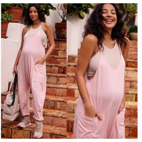Free People Pants - Free People FP Movement x Hatch Hot Shot Maternity Onesie Sepia Rose Pink Size L